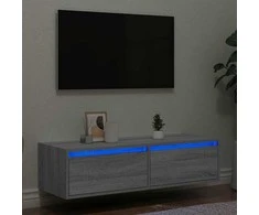 TV staliukas Televizoriaus spintelė su LED, pilka ąžuolo, 100X35,5x25 cm