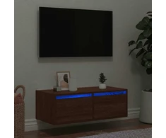 TV staliukas Televizoriaus spintelė su LED, ruda ąžuolo, 75x35,5x25 cm