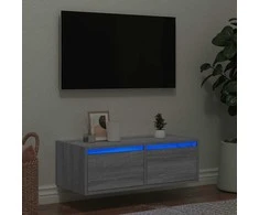 TV staliukas Televizoriaus spintelė su LED, pilka ąžuolo, 75x35,5x25 cm