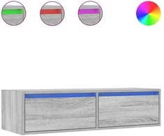 TV staliukas Televizoriaus spintelė su LED, pilka ąžuolo, 100X35,5x25 cm