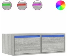 TV staliukas Televizoriaus spintelė su LED, pilka ąžuolo, 75x35,5x25 cm