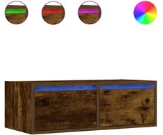 TV staliukas Televizoriaus spintelė su LED, dūminio ąžuolo, 75x35,5x25 cm