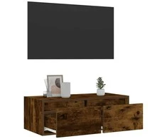 TV staliukas Televizoriaus spintelė su LED, dūminio ąžuolo, 75x35,5x25 cm