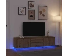 TV staliukas Televizoriaus spintelė su LED, artisano ąžuolas, 193,5x41x50 cm