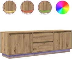 TV staliukas Televizoriaus spintelė su LED, artisano ąžuolas, 160,5x41x50 cm