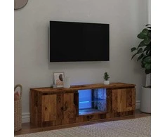 TV staliukas televizoriaus spintelė su LED lemputėmis, sena mediena