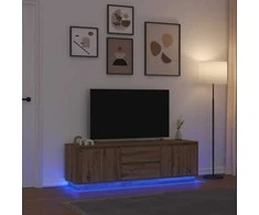 TV staliukas Televizoriaus spintelė su LED, artisano ąžuolas, 160,5x41x50 cm