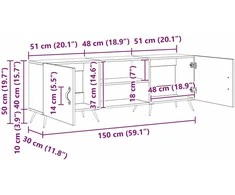 TV staliukas Televizoriaus spintelė 150 x 30 x 50 cm Sena mediena