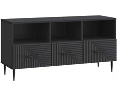 TV staliukas Televizoriaus spintelė su stalčių Juoda 102 x 34,5 x 50 cm