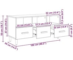 TV staliukas Televizoriaus spintelė 102 x 36 x 50 cm Senas medis