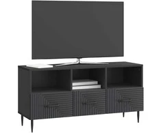 TV staliukas Televizoriaus spintelė su stalčių Juoda 102 x 34,5 x 50 cm