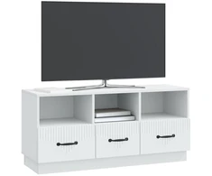TV staliukas Televizoriaus spintelė su stalčių Balta 102 x 34,5 x 47 cm