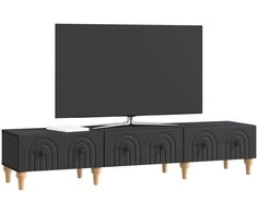 TV staliukas Televizoriaus spintelė su stalčių Juoda 147 x 34,5 x 30 cm