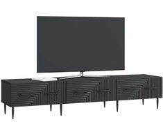 TV staliukas Televizoriaus spintelė su stalčių Juoda 147 x 34,5 x 30 cm
