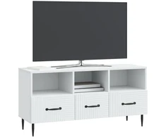 TV staliukas Televizoriaus spintelė su stalčių Balta 102 x 34,5 x 50 cm