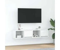 TV staliukas Televizoriaus spintelės, 2vnt., baltos, 60x31x25,5 cm, mediena