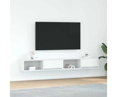 TV staliukas Televizoriaus spintelės, 2vnt., baltos, 100x31x25,5 cm, mediena