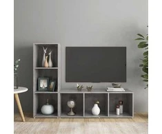 TV staliukas Televizoriaus spintelės, 2vnt., pilkos, 107x35x37cm, MDP