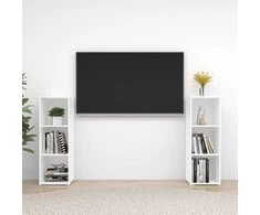 TV staliukas Televizoriaus spintelės, 2vnt., baltos, 107x35x37cm, MDP