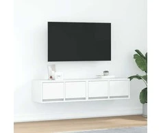 TV staliukas Televizoriaus spintelės, 2vnt., baltos, 60x31x25,5 cm, mediena