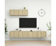 TV staliukas Televizoriaus spintelės, 3vnt., sonoma ąžuolo, apdirbta mediena