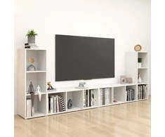 TV staliukas Televizoriaus spintelės, 4vnt., baltos, 107x35x37cm, MDP