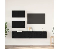 TV staliukas TV spintelių komplektas 4 pcs Juodojo ąžuolo Apdirbta mediena