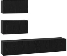 TV staliukas TV spintelių komplektas 4 pcs Juodojo ąžuolo Apdirbta mediena