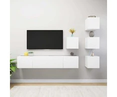 TV staliukas Televizoriaus spintelių komplektas, 6 dalių, baltas, MDP