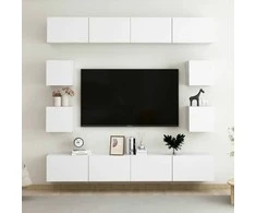 TV staliukas Televizoriaus spintelių komplektas, 8 dalių, baltas, MDP