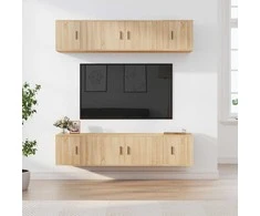 TV staliukas Televizoriaus spintelių komplektas, 6 dalių, ąžuolo, mediena