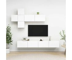 TV staliukas Televizoriaus spintelių komplektas, 7 dalių, baltas, MDP
