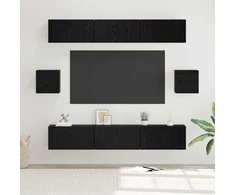 TV staliukas TV spintelių komplektas 8 pcs Juodas ąžuolas Apdirbta mediena