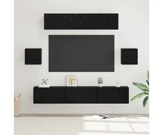 TV staliukas TV spintelių komplektas 7 pcs Juodas ąžuolas Apdirbta mediena