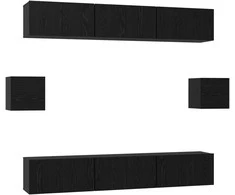 TV staliukas TV spintelių komplektas 8 pcs Juodas ąžuolas Apdirbta mediena