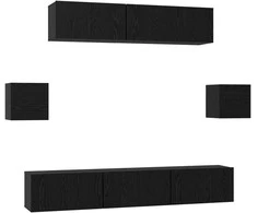 TV staliukas TV spintelių komplektas 7 pcs Juodas ąžuolas Apdirbta mediena