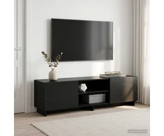 TV staliukas Televizoriaus stovas 140 x 34,5 x 40 cm Juoda Apdirbta mediena