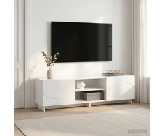 TV staliukas Televizoriaus stovas 140 x 34.5 x 40 cm Itin blizgi balta