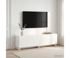 TV staliukas Televizoriaus stovas 140 x 34,5 x 40 cm Itin blizgi balta