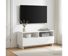 TV staliukas Televizoriaus stovas 90 x 34.5 x 40 cm Balta Apdirbta mediena