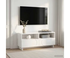 TV staliukas Televizoriaus stovas 90 x 34.5 x 40 cm Itin blizgi balta