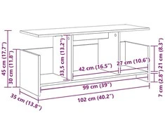 TV staliukas Televizoriaus stovas 102 x 35 x 45 cm Pilkas Sonoma