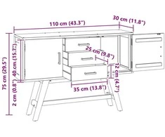 TV staliukas Televizoriaus stovas 110 x 30 x 75 cm Natūrali