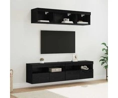 TV staliukas Televizorių sieniniai baldai su LED su LED 5 pcs Juodas ąžuolas