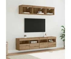 TV staliukas Televizorių sieniniai baldai su LED 5 pcs Amatininkų ąžuolas