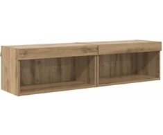 TV staliukas TV spintelių komplektas su LED 2 pcs Amatininkų ąžuolas