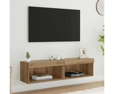 TV staliukas TV spintelių komplektas su LED 2 pcs Amatininkų ąžuolas