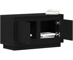 TV staliukas Televizoriaus spintelė juoda ąžuolo 80 x 35 x 45 cm