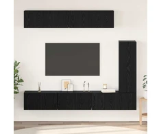 TV staliukas TV spintelių komplektas 6 pcs Juodas ąžuolas Apdirbta mediena