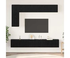 TV staliukas TV spintelių komplektas 6 pcs Juodas ąžuolas Apdirbta mediena